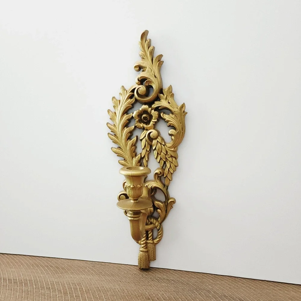 Vintage Gold Ornate Wall Sconce, Syroco Candleholder